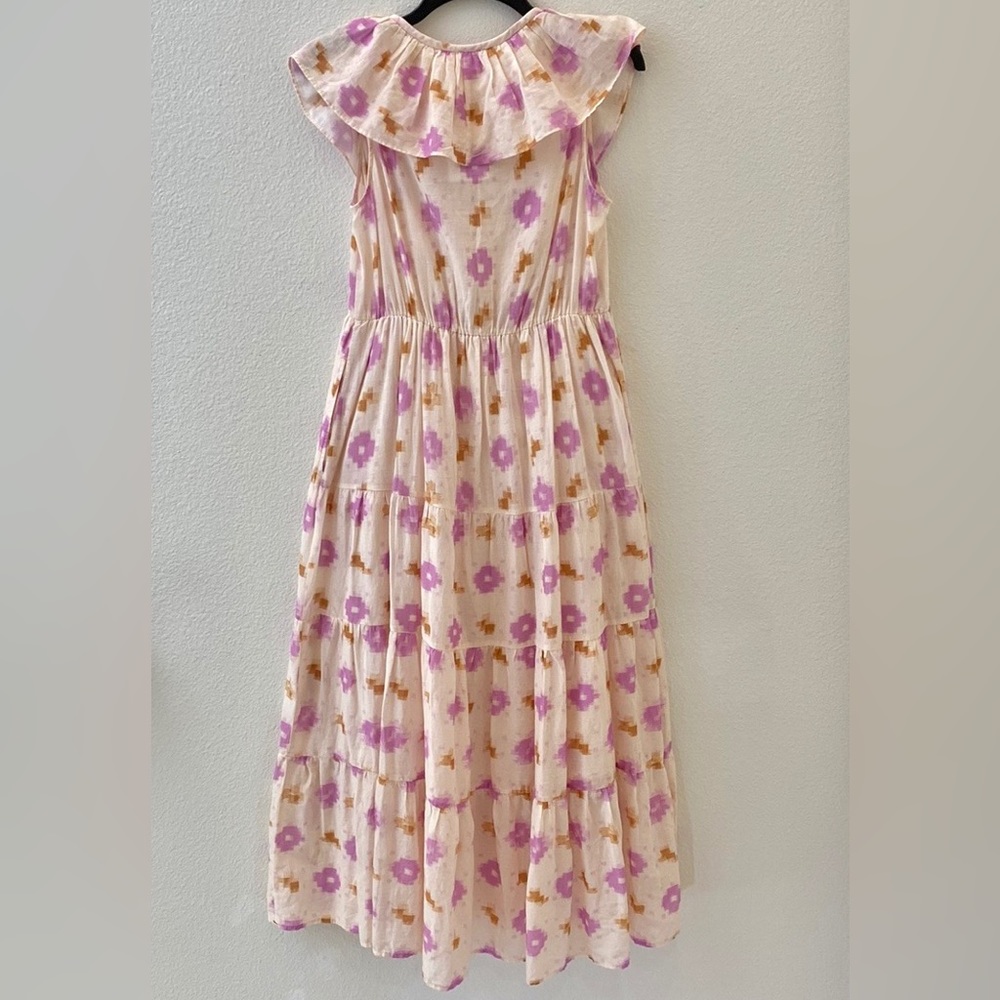 NWT✨XÍRENA Abstract Print Tiered Cotton Dress LILAC IKAT Sz Medium - Picture 13 of 17